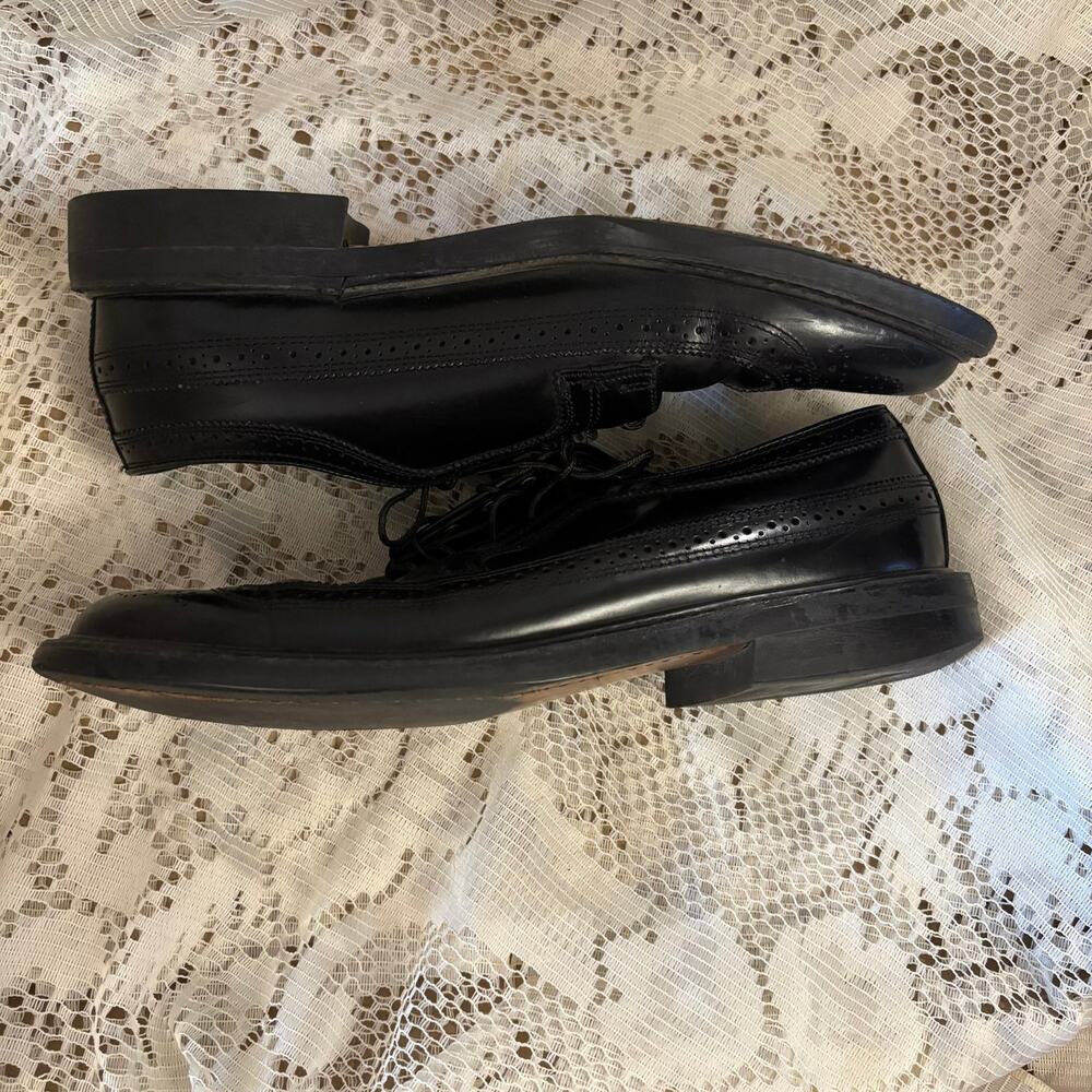 Oakwoods Men's US 10.5 Black Leather Wingtip Brogue Oxfords Shoes - Picture 7 of 8